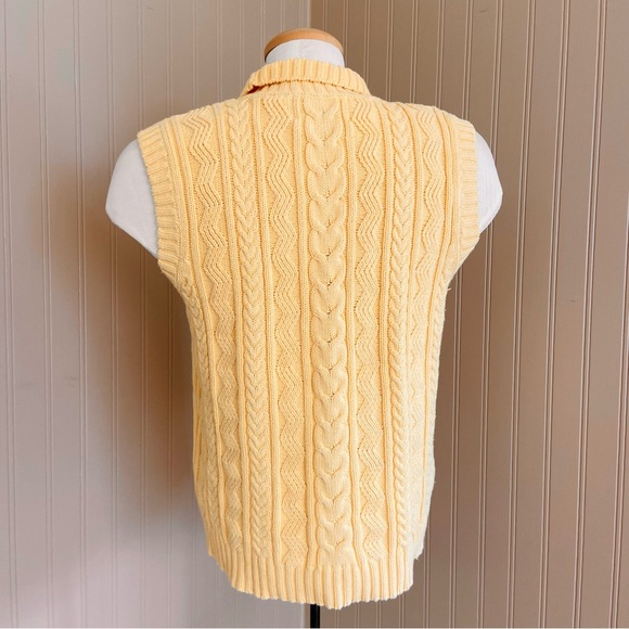 100% Cotton Yellow Cable Knit Sweater Vest by Jessica Women’s Large - Picture 4 of 6